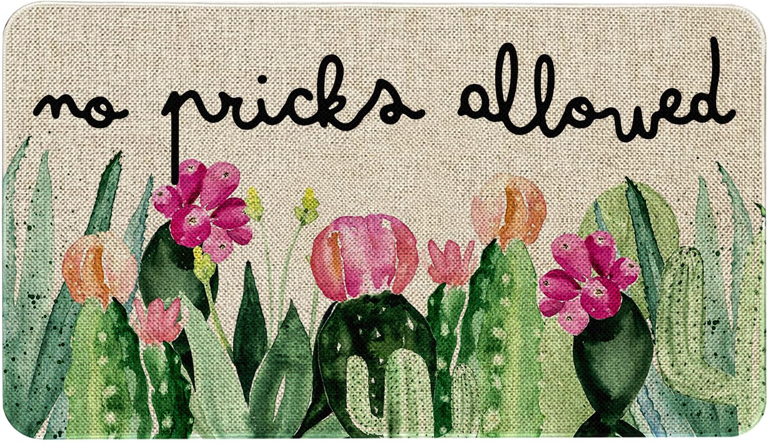 Mloabuc Spring Summer Door Mat 30 X 17 Inch No Picks Allowed Cactus Doormat Indoor Outdoor Entrance Funny Floor Mat Non Slip Sum
