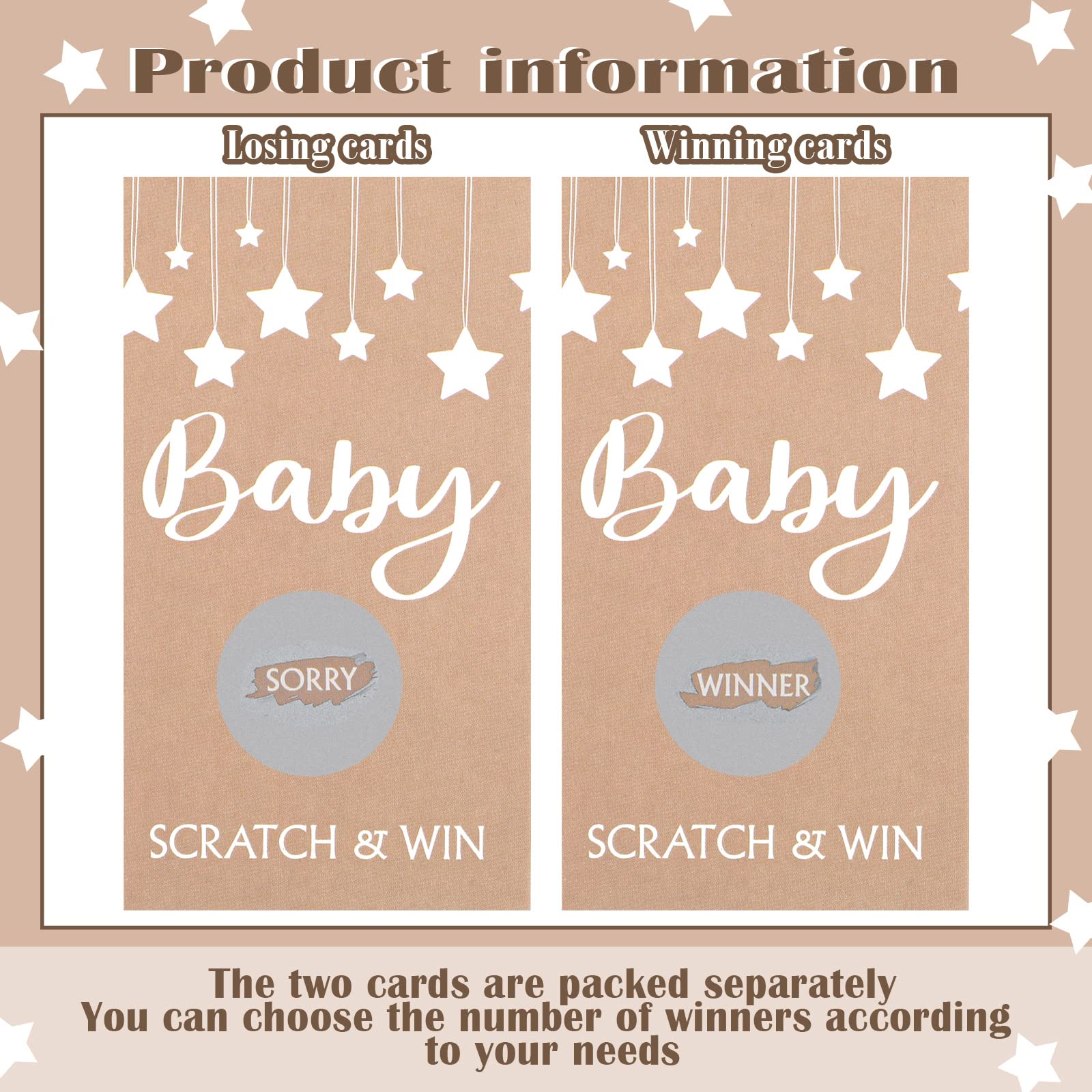 60 Pcs Baby Shower Games Rustic Baby Shower Scratch Off Cards Baby Shower Raffle Ticket For Baby Shower Party Games Activity Sup
