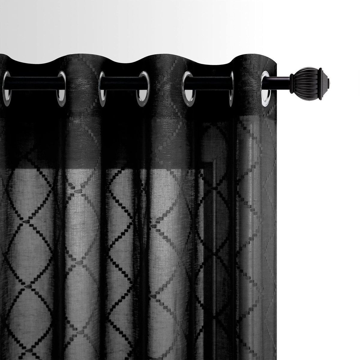 Koufall Black Curtains 84 Inches Long For Living Room Bedroom,Sheer Lace Aztec Pattern Boho Window Gothic Curtains Drapes 84 Inc