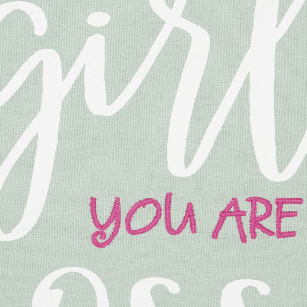 HomeRoots Grey Cotton Girl You are A Boss Throw Pillow