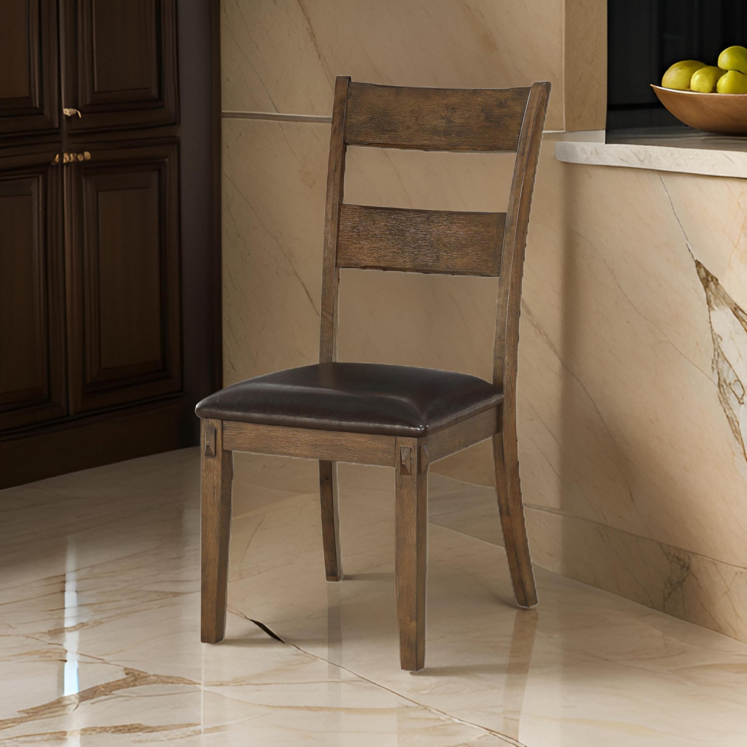 Acme Nabirye Wooden Upholstered Side Chair in Dark Oak Set of 2