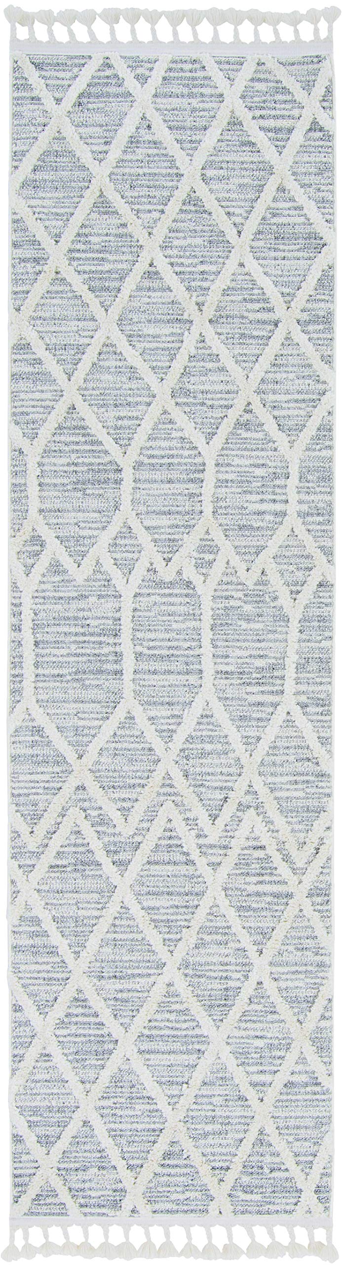 HomeRoots Polyester 12'x15' Ivory Grey Machine Woven Geometric Indoor Area Rug