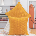 Madizz Set Of 2 Super Soft Velvet Decorative Throw Pillow Covers 22X22 Inch Yellow Square With Texture Luxury Style Cushion Case