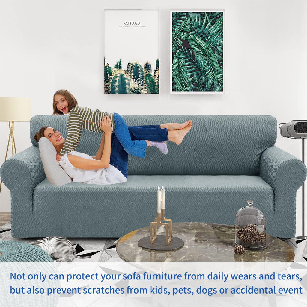 Znsayotx 1 Piece Jacquard Chair Slipcovers For Living Room High Stretch Chair Covers With Arms Anti Slip Pets Friendly Couch Sofa Armchair Cover Furniture Protector (Small, New Pattern Light Grey)