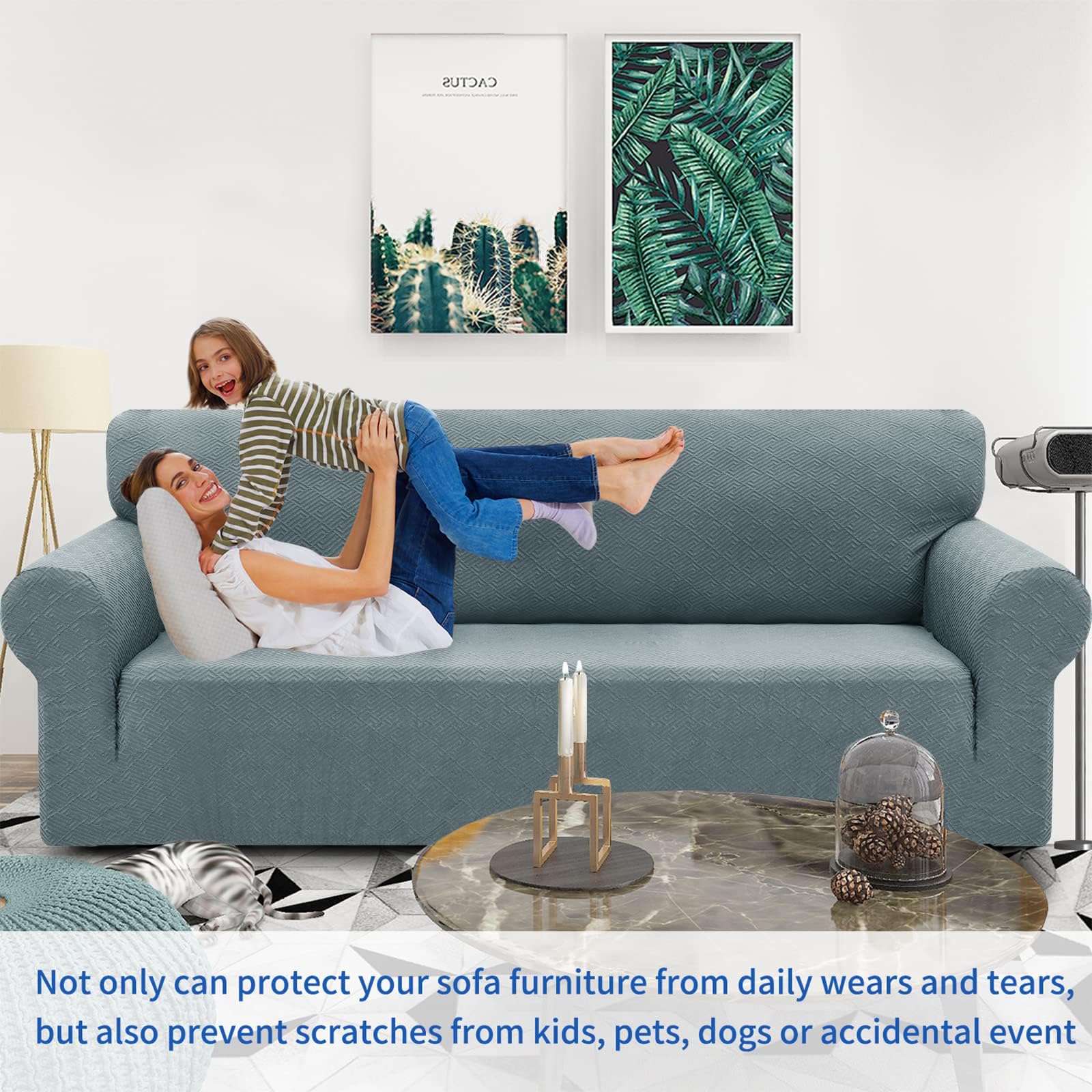 Znsayotx 1 Piece Jacquard Chair Slipcovers For Living Room High Stretch Chair Covers With Arms Anti Slip Pets Friendly Couch Sofa Armchair Cover Furniture Protector (Small, New Pattern Light Grey)