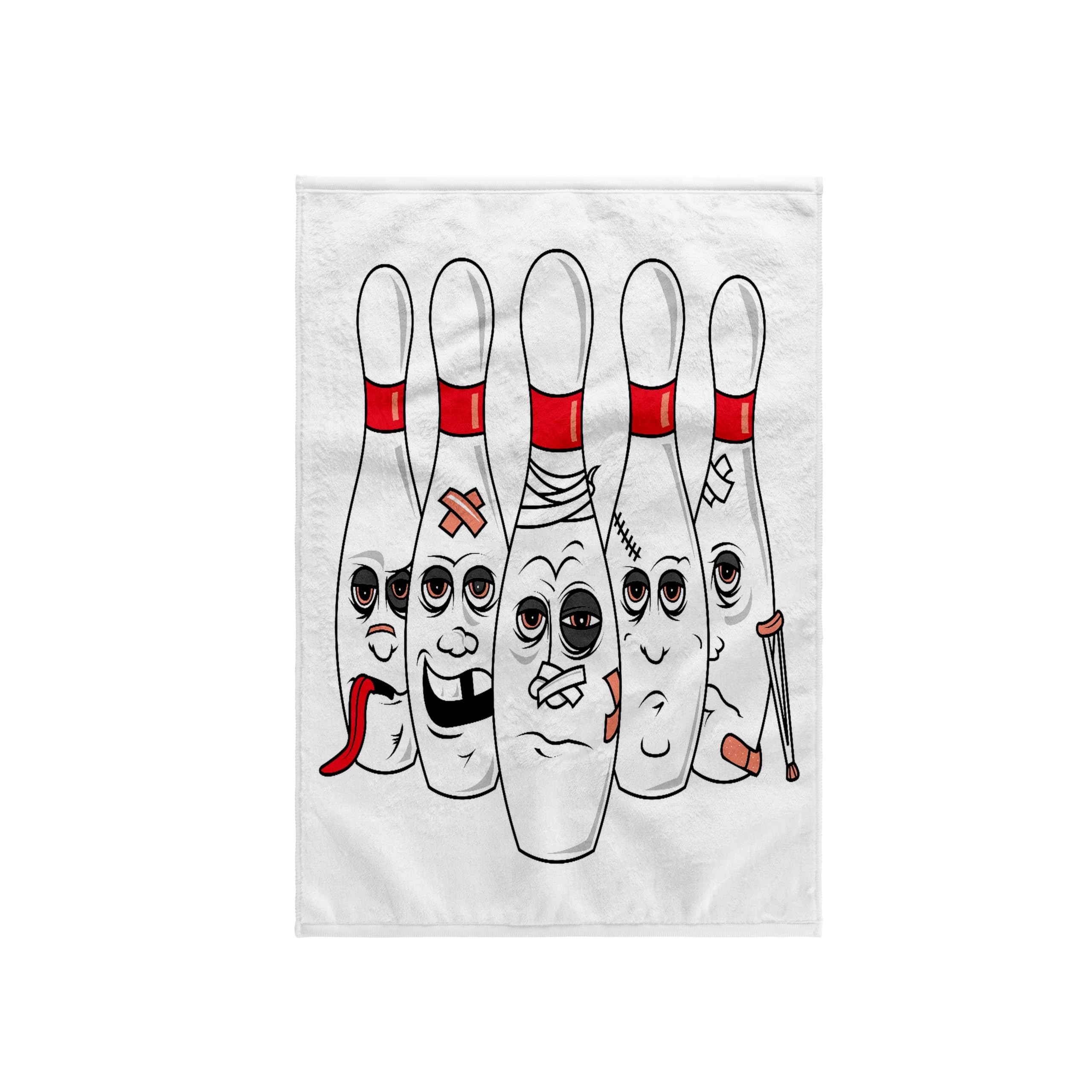 3D Rose TWL_116311_1 Funny Busted Up Injured Bowling Pins Cartoon Sports Design Towel, 15 x 22