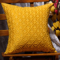 Scarlett Linens Embroidered Throw Pillow Covers 16X16 Inches Mustard Pack Of 1