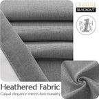 Jinchan Linen Textured Curtains For Living Room Bedroom Curtains Room Darkening Curtains Linen Look Thermal Insulated Curtains Grommet Top Window Drape W52 X L108, 1 Panel, Grey