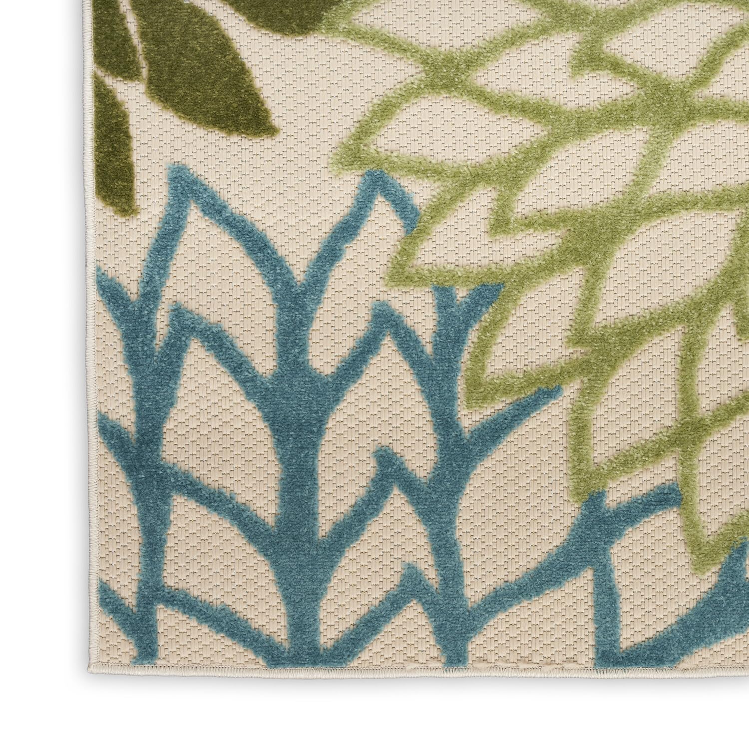 Nourison Aloha Tropical Indoor/Outdoor Green Multicolor 6' X 9' Area Rug, Easy Cleaning, Non Shedding, Bed Room, Living Room, Dining Room, Backyard, Deck, Patio (6X9)