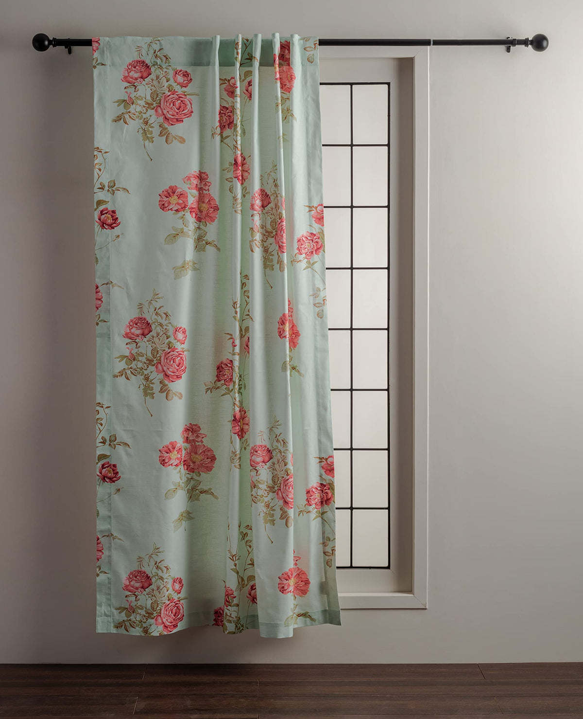Maison D' Hermine 100% Cotton Curtain - 50'X124' Aqua Decorative Curtain - Aesthetic Curtains For Farmhouse, Kitchen & Bedroom