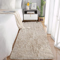 YUFANUHO Solid Beige 2x6 Feet Runner Rug for Living Room, Fluffy Light Camel Beige Rugs Non-Slip Ultra Soft 2'x6' Bedside Rug fo