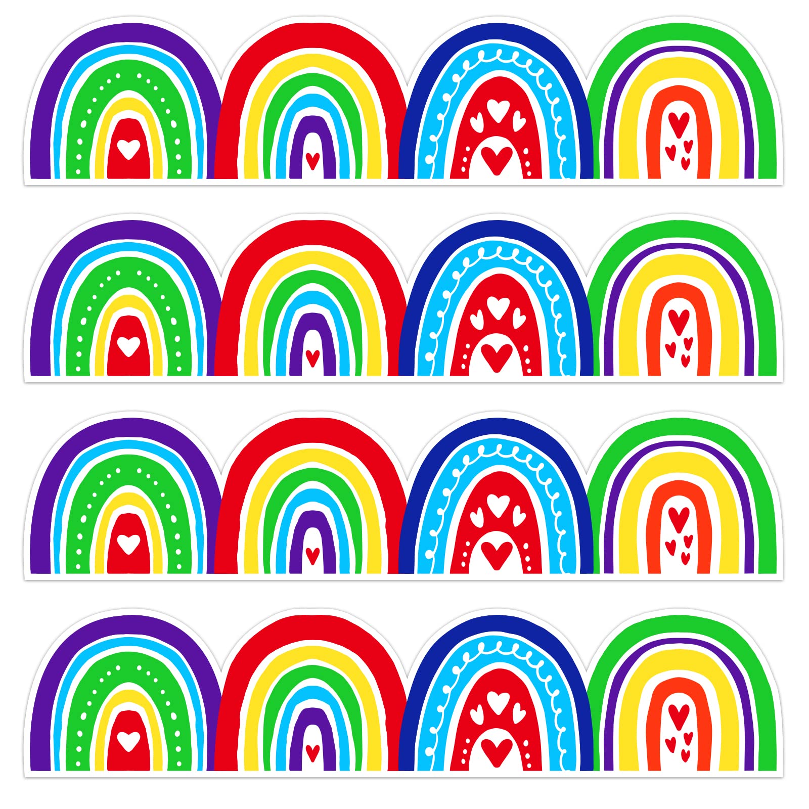 Sicohome Boho Bulletin Board Borders,48Pcs Bulletin Borders Stickers,Boho Classroom Decor,Rainbow Bulletin Board Trim Back To Sc