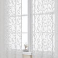 Owenie Furman Sheer White Curtains 84 Inches Long For Bedroom Living Room 2 Panels Set, White Curtains Jacquard Clip Light Filte