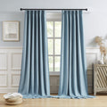 DUALIFE Slate Stone Blue Curtains 102 Inch Long 2 Panels Set Pinch Pleat Drapes for Living Room Dining Room Thermal Insulated Fu