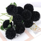 Hananona 12 Pcs Artificial Chrysanthemums Flowers Ball Flowers, Fake Mums Flowers Black Silk Plants For Ghothic Home Decor Indoo