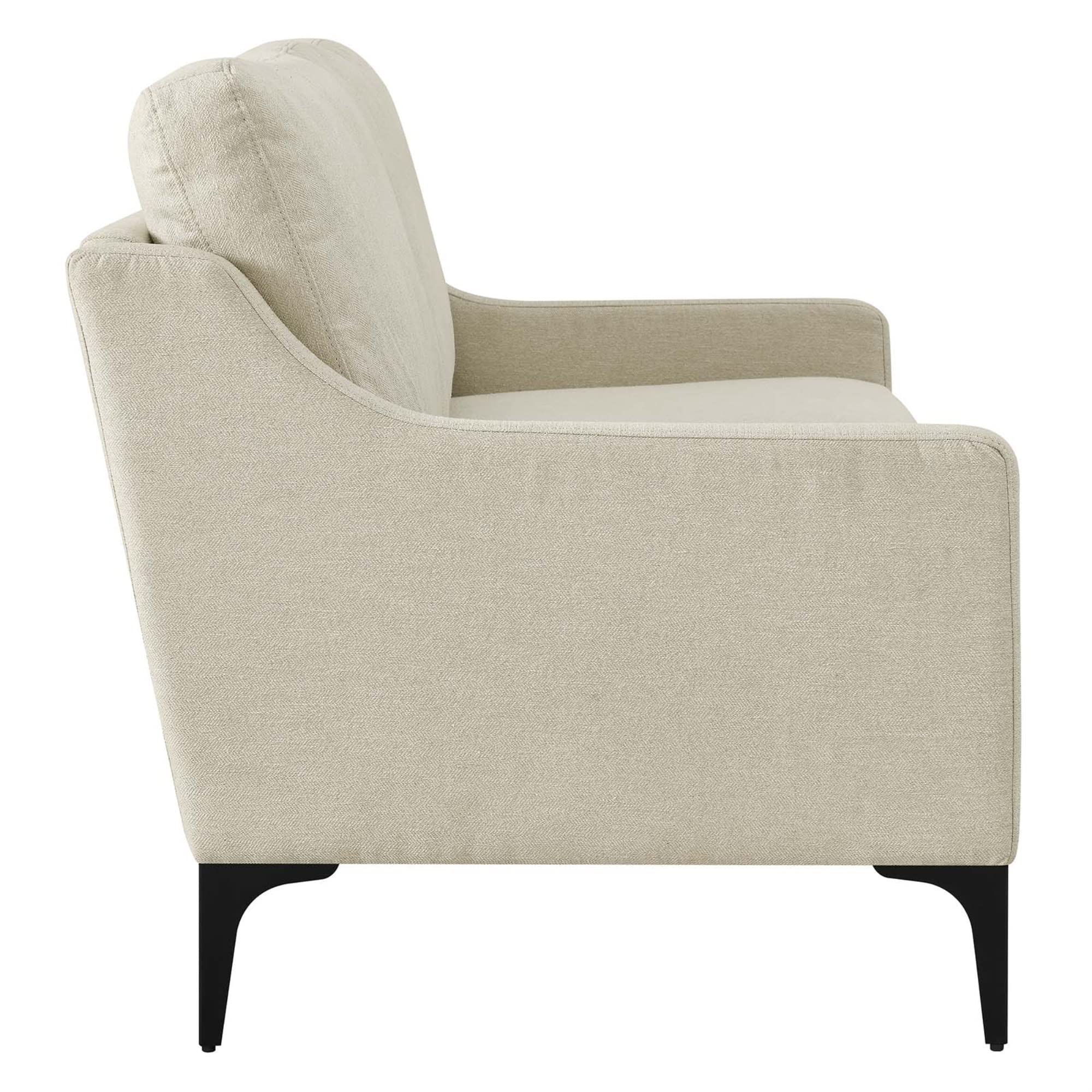 Modway Corland Upholstered Fabric And Metal Loveseat In Beige