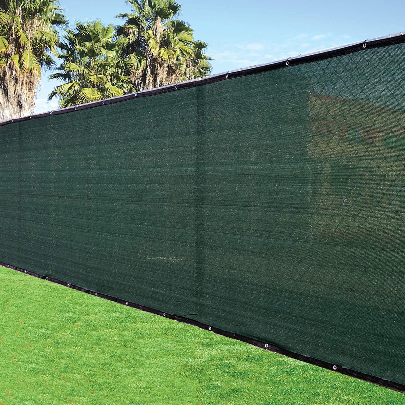 Fence4Ever 5'X50' 5Ft Tall Green Fence Privacy Screen Windscreen Shade Cover Mesh Fabric (Aluminum Grommets) Home, Court, Or Con