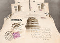 Dolce Mela Dm494T 4-Piece Novelty Dorm Room Bedding Duvet Cover Set, Twin, Pisa, Off-White