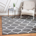Unique Loom Trellis Frieze Collection Area Rug - Rounded (3' Square, Dark Gray/ Ivory)