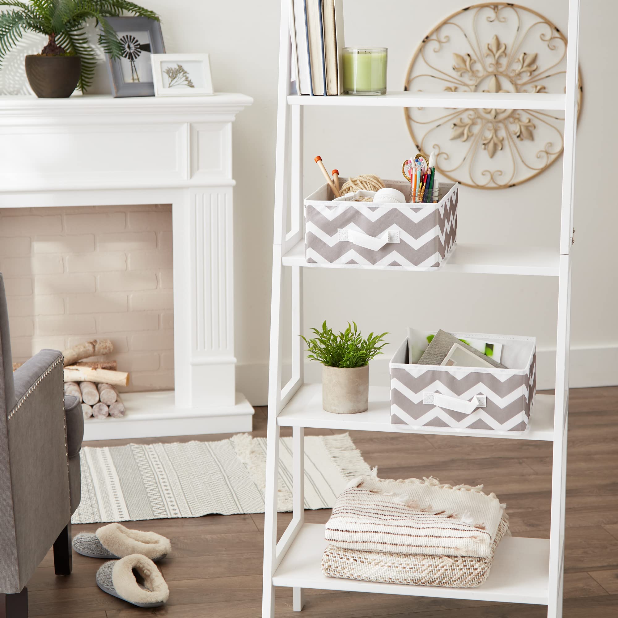 Dii Non Woven Polyester Storage Bin, 11X11X5.5-Inch, Chevron Gray, 2 Piece