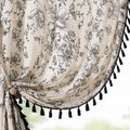 Jinchan Linen Curtains Floral Curtains For Living Room 96 Inches Long Printed Curtains With Tassels Rod Pocket Farmhouse Rustic