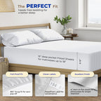 Thread Spread Striped Egyptian Cotton Sheets Twin Xl Size - 600 Thread Count 3 Pc Damask Twin Xl Sheets Deep Pockets, Sateen Weave College Dorm Bedding Twin Xl, Fits Mattress Upto 18'- White Stripe