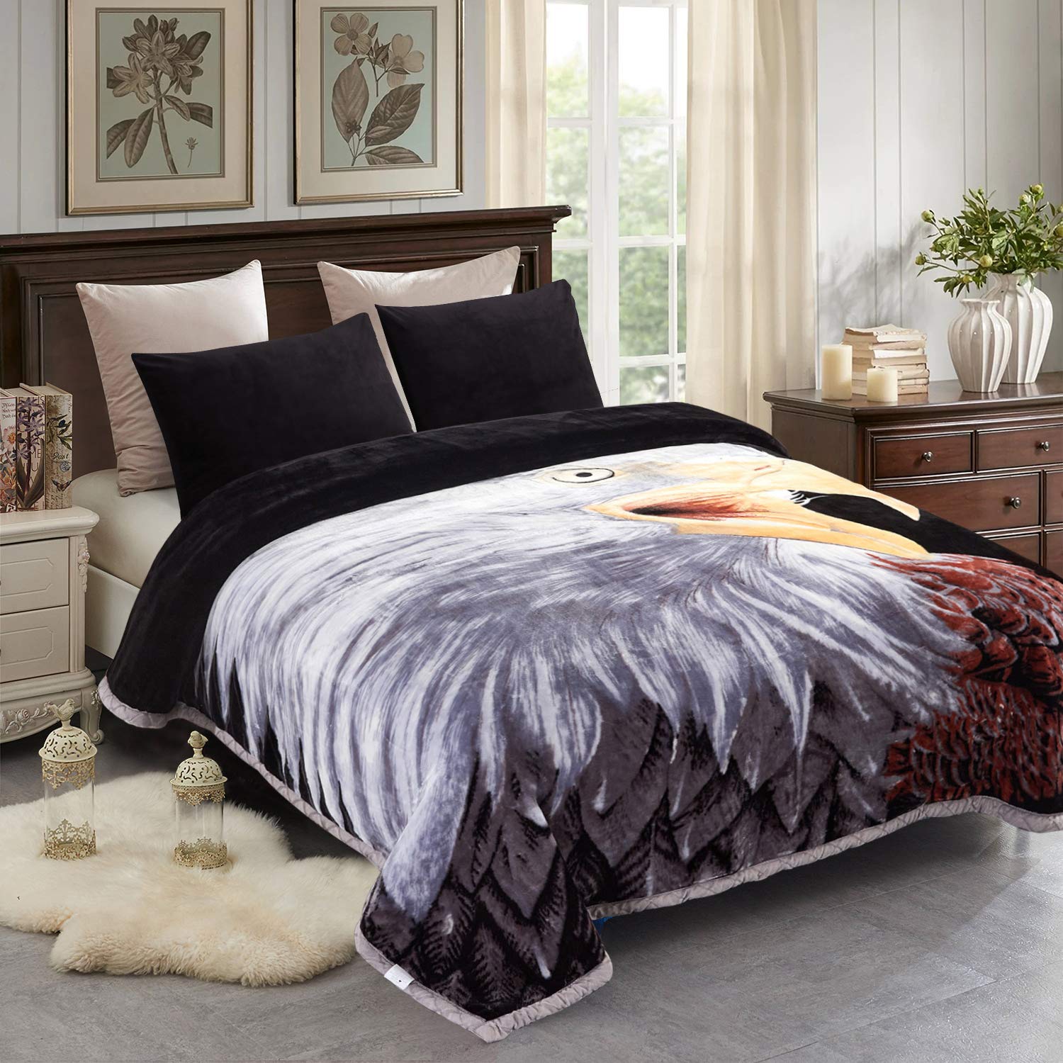 Jml Fleece Blanket King Size 85' X93', Plush Korean Style Faux Mink Blanket - 10 Pounds, 2 Ply A&B Printed, Silky Soft And War