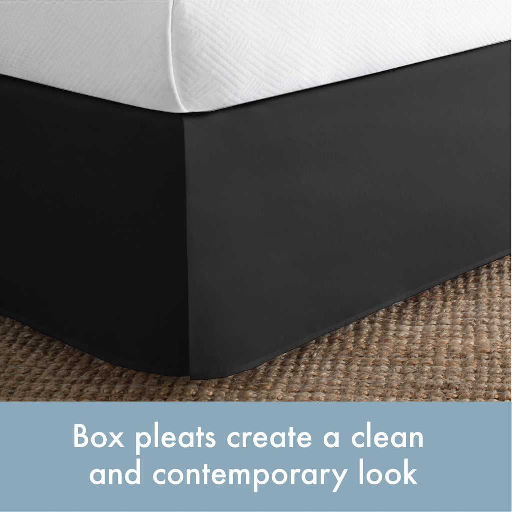 Today? Home Classic Tailored Bed Skirt Dust Ruffle, Cotton Blend Design, 14' Drop Length, King, Black