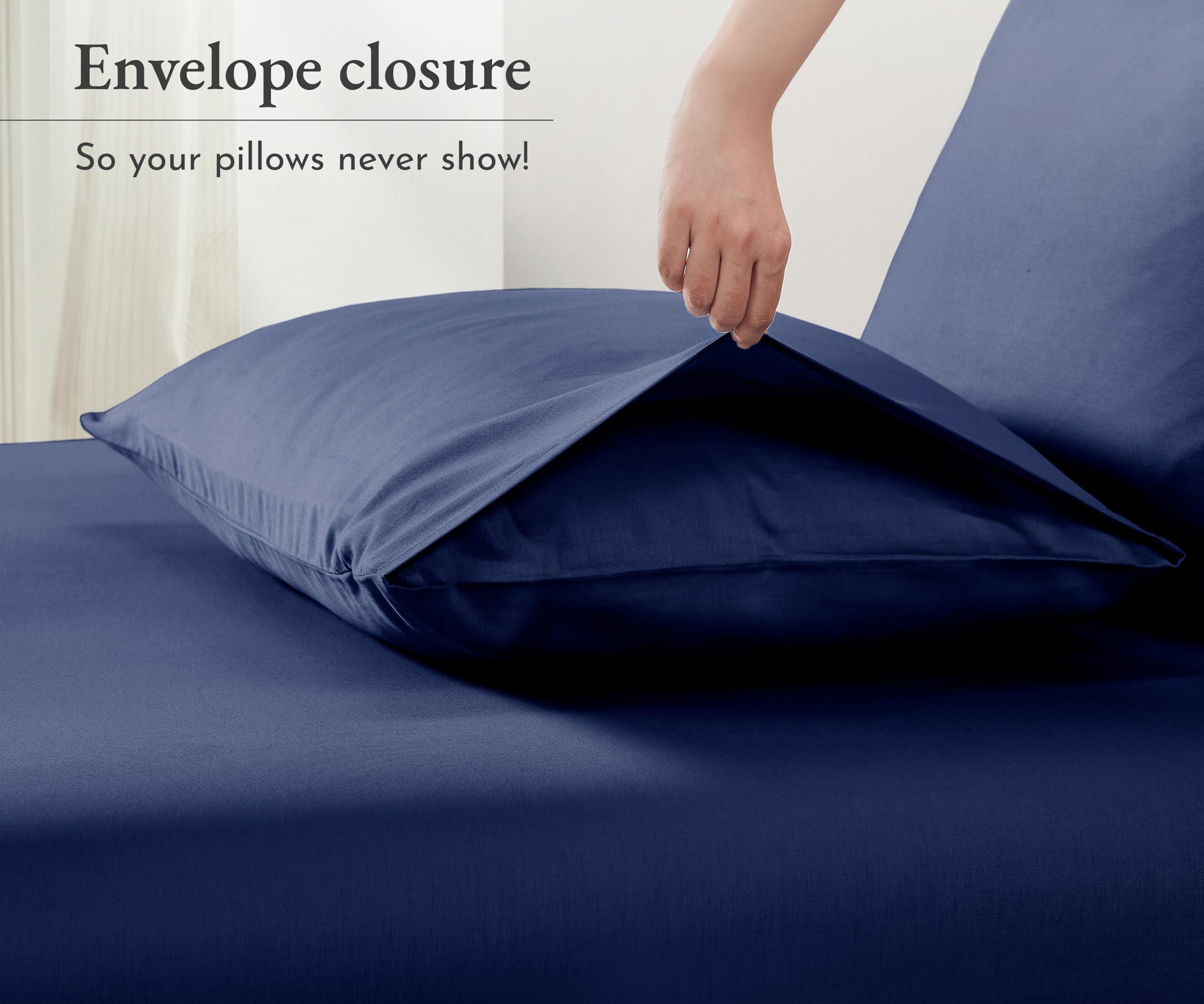 California Design Den 100% Cotton Pillowcases Standard/Queen Size Pillowcases - Set Of 2 Soft & Cooling Sateen Weave Cases, For Queen And Standard Size Pillows - Navy