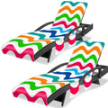 Ruikyhom Lounge Chair Towel Cover, Wavy Striped Chaise Lounge Cover (Pack Of 2), Beach Chair Covers With 3 Pockets For Pool Beac