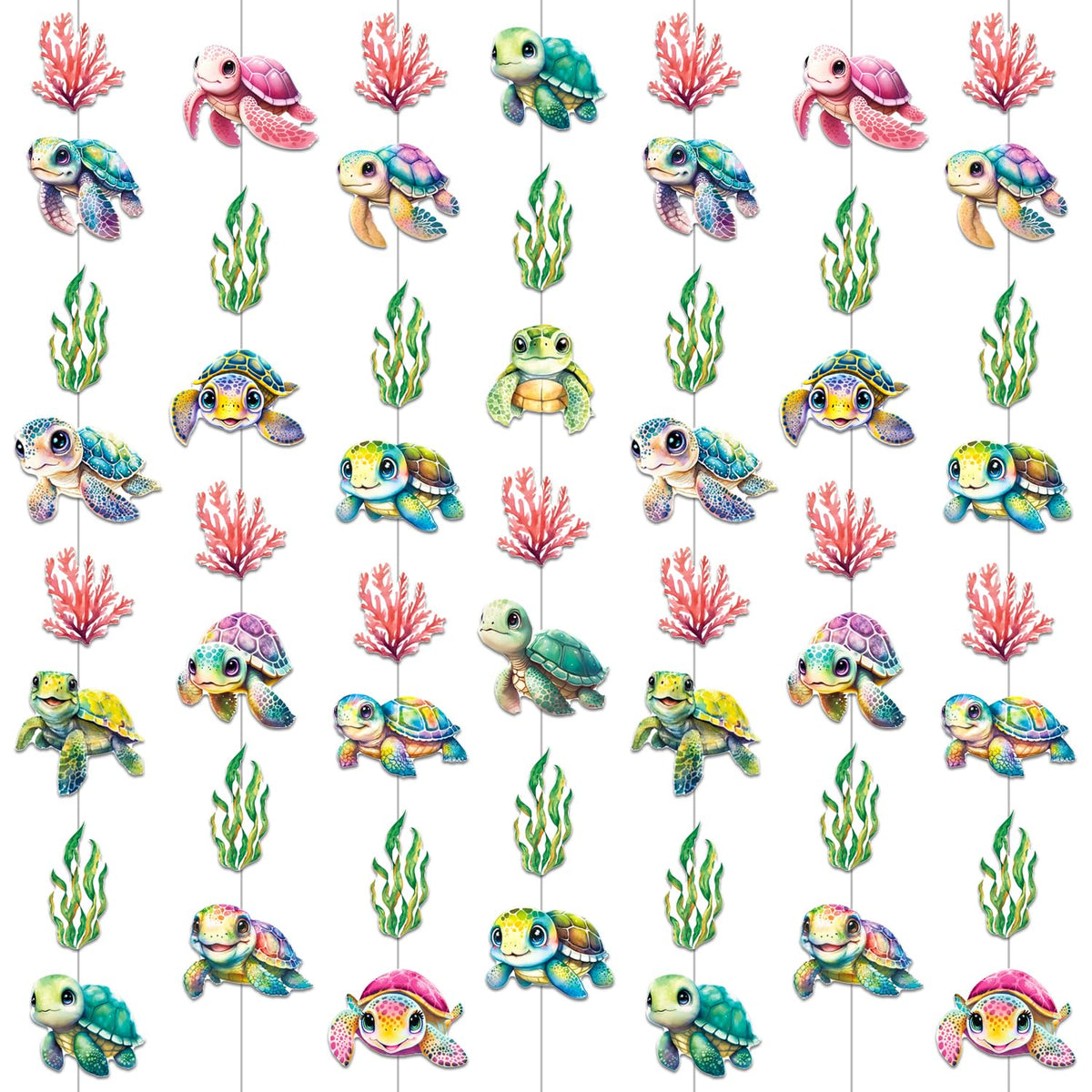 Sea Turtle Garlands Turtle Birthday Party Decorations Sea Turtles Baby Shower Garland Banners for Ocean Animals Under The Sea Pa