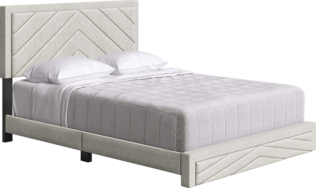 Boyd Sleep Barcelona Upholstered Platform Bed with Headboard and Durable Mattress Foundation with Strong 14 Wood Slat Supports, No BoxSpring Required: King, White