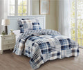 Brilliant Sunshine Plaids And Stripes Quilt Set, 2-Piece Bedding Sets With 1 Sham, Patchwork Design, Washable And Reversible Bedspread, Soft Lightweight Coverlet, All-Season, Twin/Twin Xl, Blue