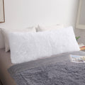 MEGO Luxury Fluffy Body Pillow Cover, 20x54 Shaggy Faux Fur Body Pillow Case, White Soft Plush Fuzzy Body Pillowcase, Decorative