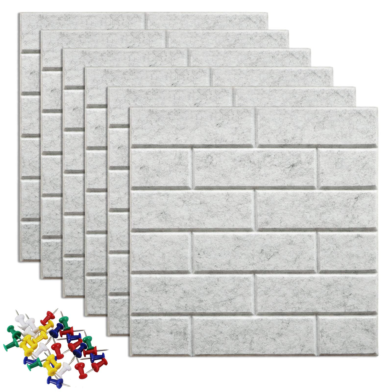 Uoisaiko Large Pin Board Notice Boards For Wall With 30 Push Pins, 6 Packs 11.8'X11.8' Felt Board Tiles For Home Office Kitche