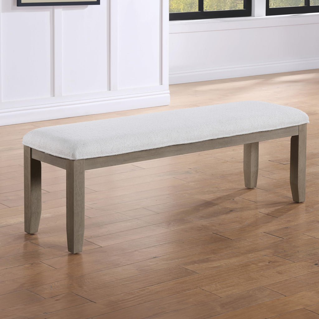 Steve Silver Company Lily Bench, Upholstered Seating, Asian Hardwood Solids, Contemporary Modern, Dining or Work Bench, Entryway Bench, Bedroom Bench, Indoor, 16" D x 19" W x 19" H, Gray