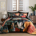 Tyrot Black Boho Floral King Comforter Set  3 Piece Farmhouse Botanical Bedding Comforter Sets for All Season Soft Lightweight
