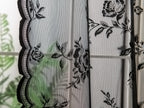 Seekright Black Kitchen Curtains 30 Inch Length Rod Pocket Light Filtering Sheer Lace Cafe Curtains 2 Panels Set Modern Floral L