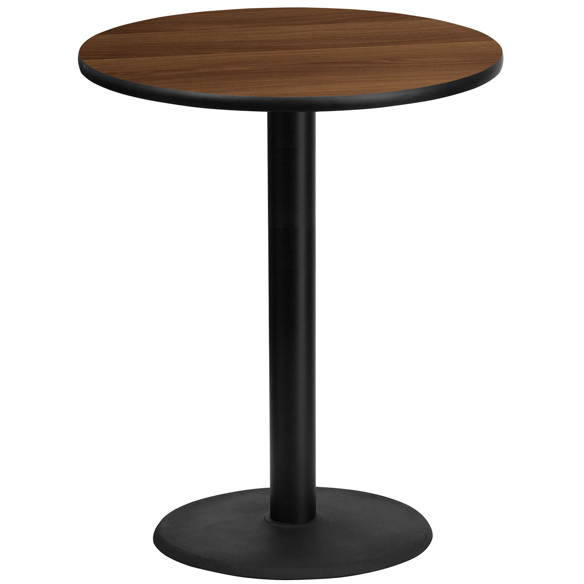 Flash Furniture Stiles 36'' Round Walnut Laminate Table Top With 24'' Round Bar Height Table Base