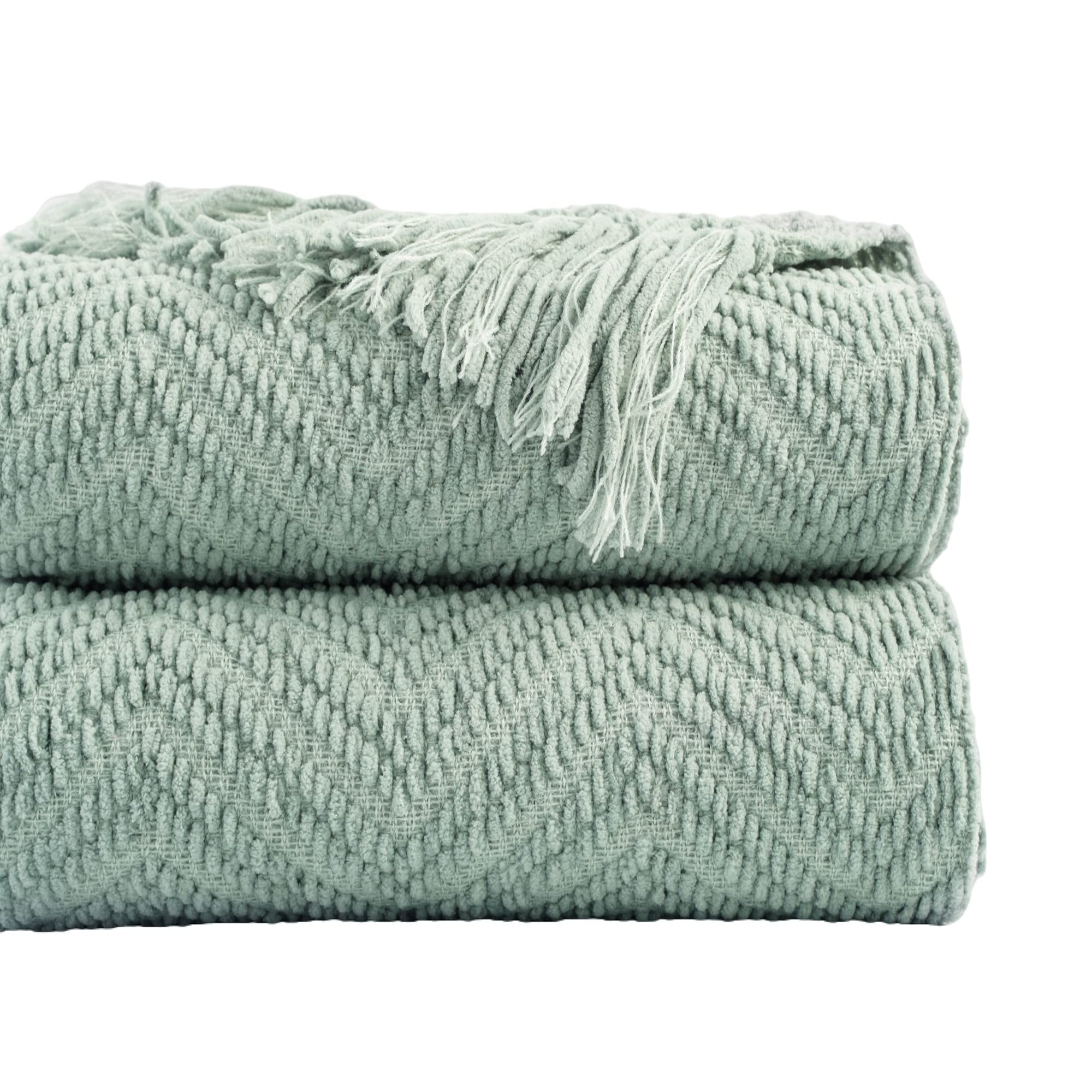 Battilo Home Sage Green Throw Blanket For Couch, Knit Sage Throw Blanket Versatile For Couch, Super Soft Warm Spring Blanket For