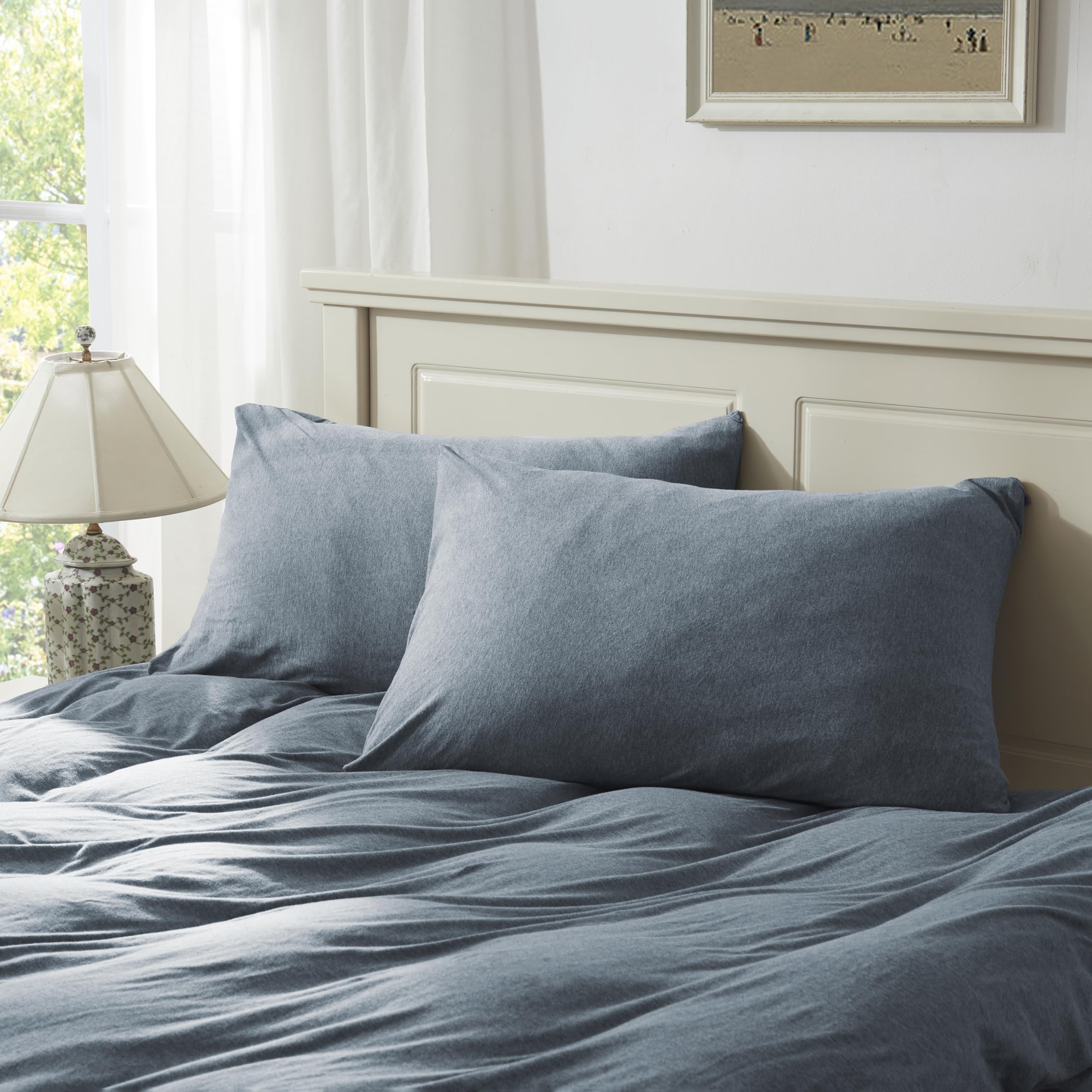 Household 100% Jersey Cotton Queen Size Pillowcase 20   x30   -Light Weight, Comfortable, Super Soft Pillow Case with Envelope C