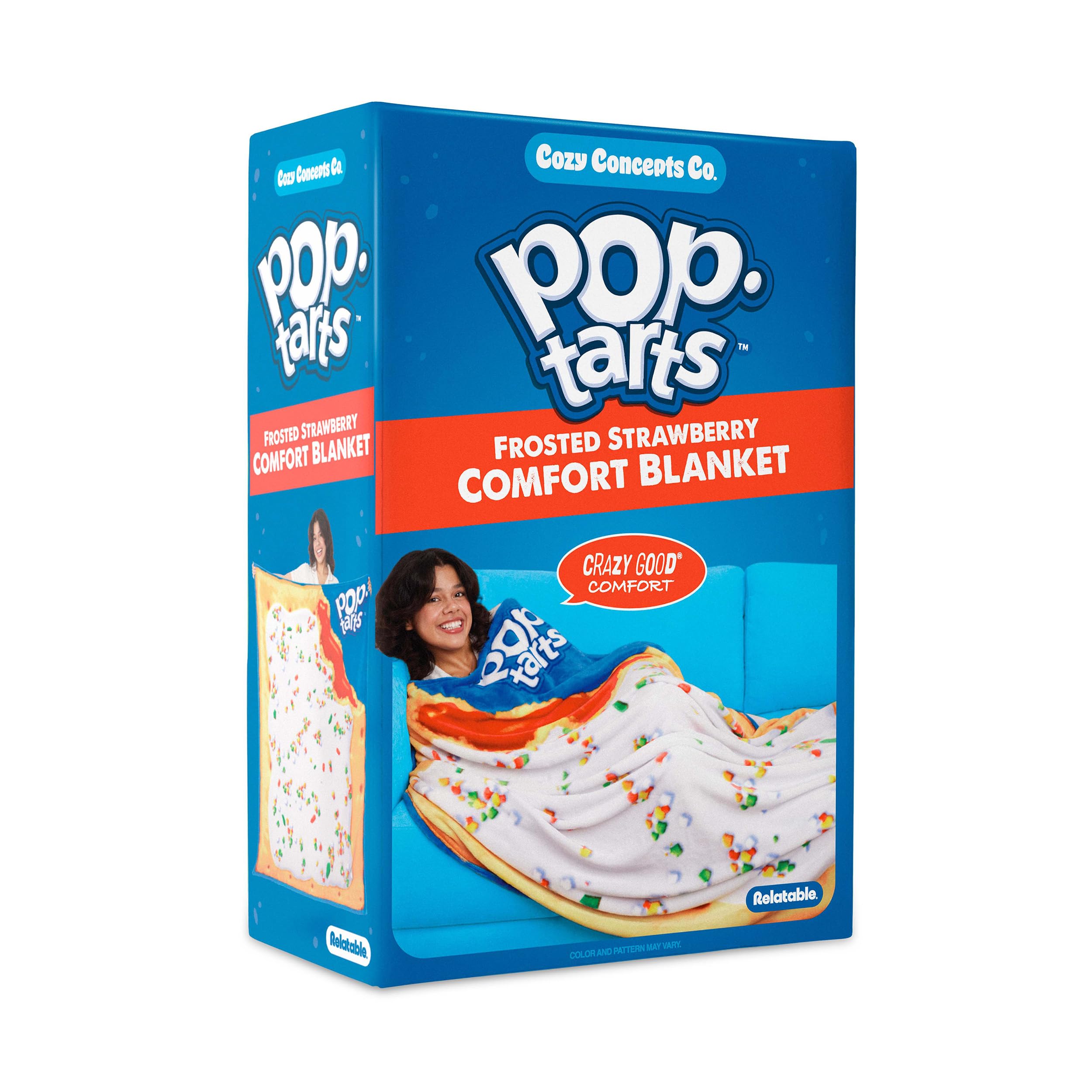 Pop-Tarts Cozy Concepts Co. Throw Blanket by Relatable, Looks Like a Giant Strawberry Pop-Tart to Wrap Yourself Up, Perfect Gag 