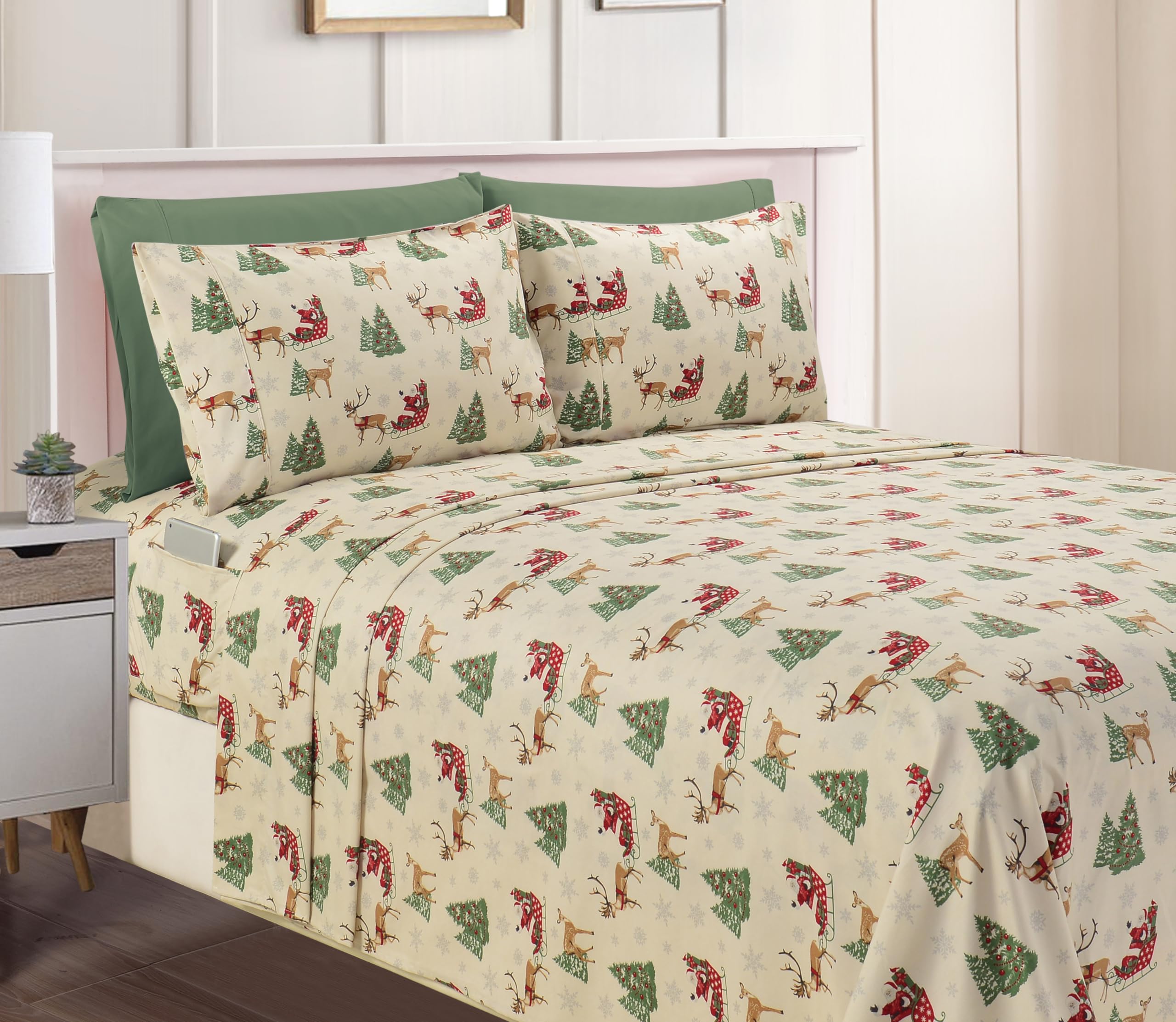 Elegant Comfort Luxury Soft Bed Sheets Holiday Pattern 1500 Premium Hotel Quality Microfiber-Softness Wrinkle And Fade Resistant