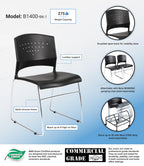 Boss Office Products Chrome Frame Stack Chair 2 Pack In Black