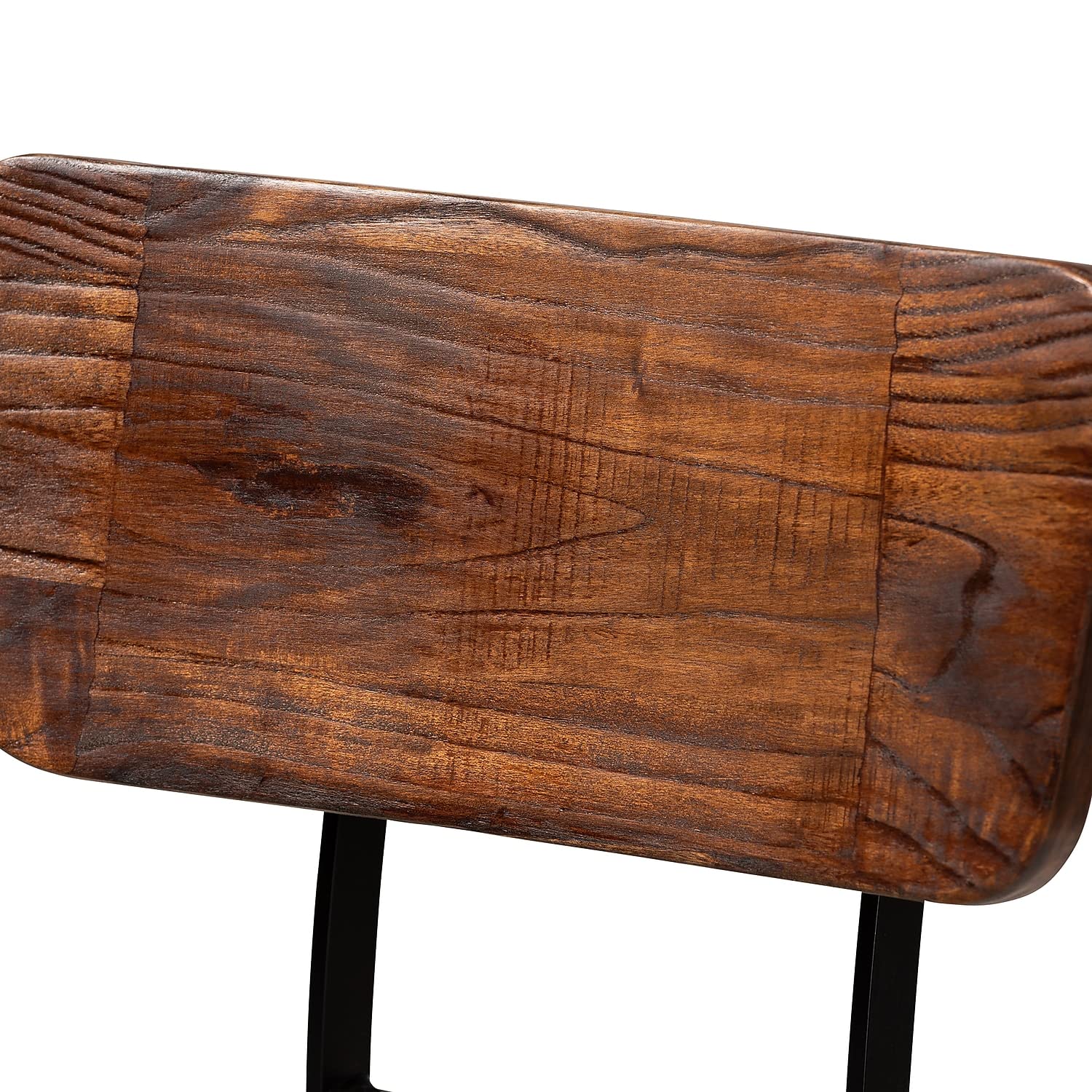 Baxton Studio Kenna Vintage Rustic Industrial Wood and Black Metal Finished 2-Piece Metal Bar Stool Set