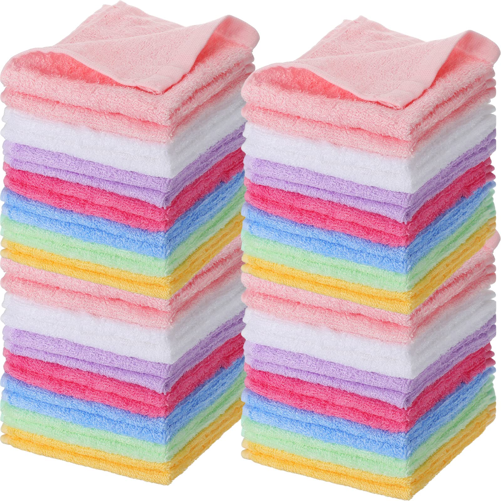 Newwiee 40 Pcs Wash Cloth Bulk Cotton Bath Hand Face Washcloths Soft Quick Drying Towel for Women Bathroom Washing Body Viscose 
