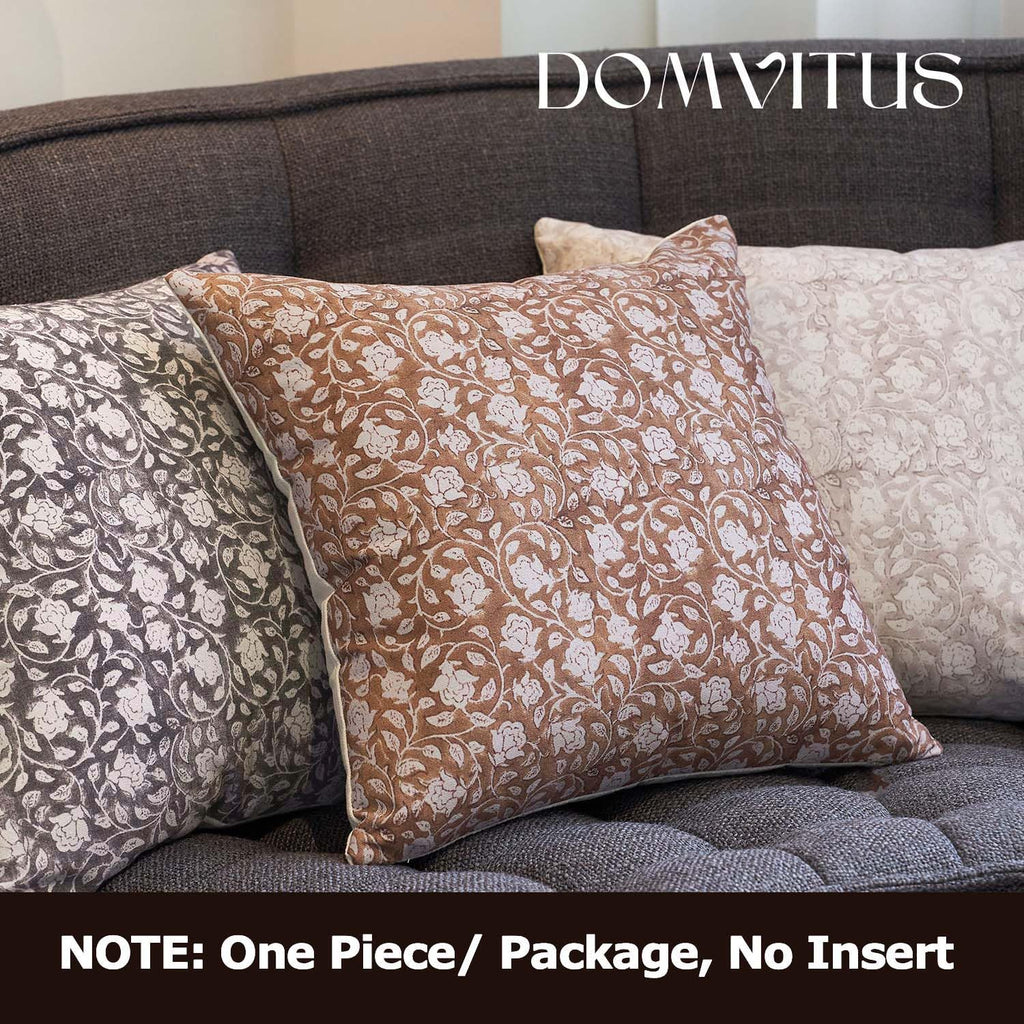 Domvitus Floral Pillow Covers, 24X24 Pillow Covers, Throw Pillows For Couch, Floral Print Pillow Cover, Decorative Neutral Accent Throw Pillow Covers, 1Pc, Brownish Orange