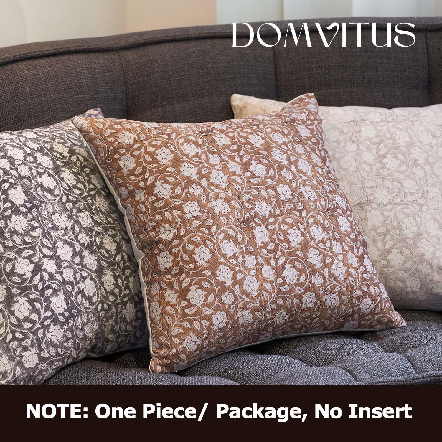Domvitus Floral Pillow Covers 20X20, Throw Pillows For Couch, Floral Print Pillow Cover, Decorative Neutral Accent Throw Pillow Covers For Living Room, 1Pc, Brownish Orange