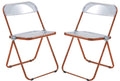 Lawrence Acrylic Folding Chair With Black Metal Frame, Set of 2
