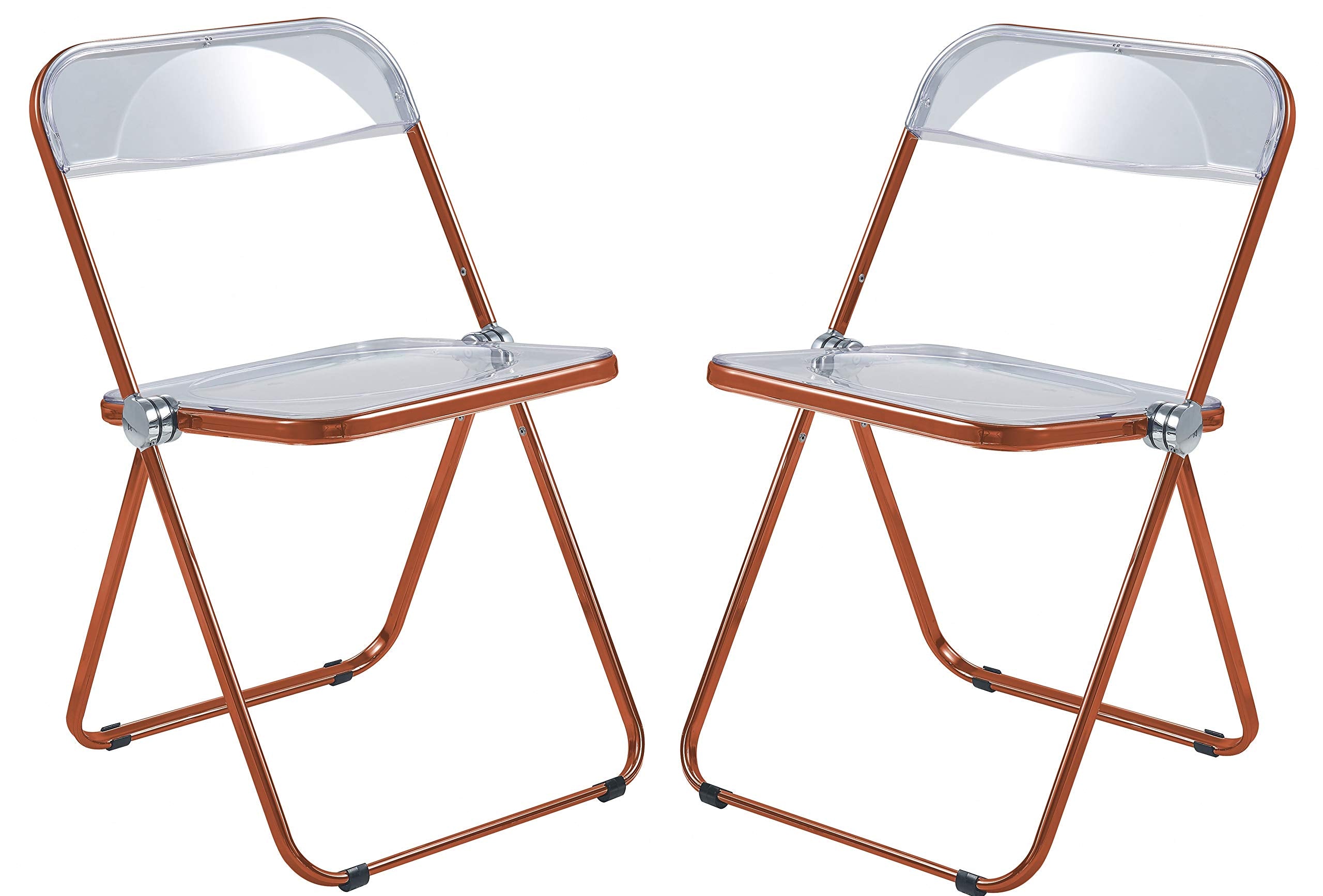 Lawrence Acrylic Folding Chair With Black Metal Frame, Set of 2